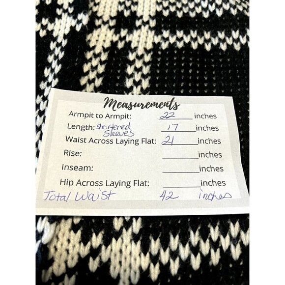 Women's John Fashion Small-Medium  Open Front Black & White Wool Blend Sweater - Picture 5 of 5